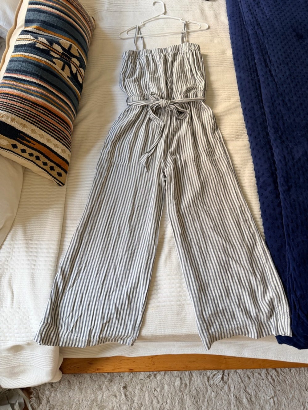 Splendid Pinstripe Wide-Leg Jumpsuit with Tie Waist